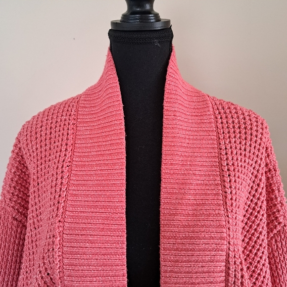 Torrid Cardigan Sweater Waflle Knit Open Cardigan Torrid Size 1  14 /16 XL Coral - Picture 8 of 13
